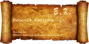 Bencsik Katinka névjegykártya